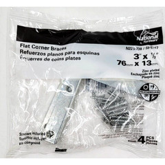 National Hardware Steel Flat Corner Braces N226-738 .5″ x 3″ 4 Pack Lot of 4