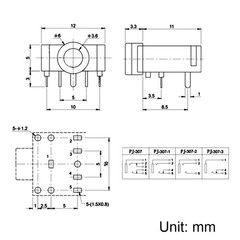3.5mm Audio Jack Connector PCB Mount Female Socket 5 Pin PJ-307 10pcs