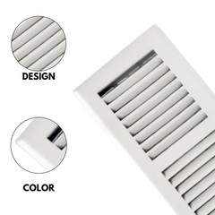 4″ x 10″ White Floor Register 2 Way – Stamped Face Steel Vent Cover, HVAC