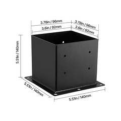 4-Piece Carbon Steel Deck Post Base Powder-Coated