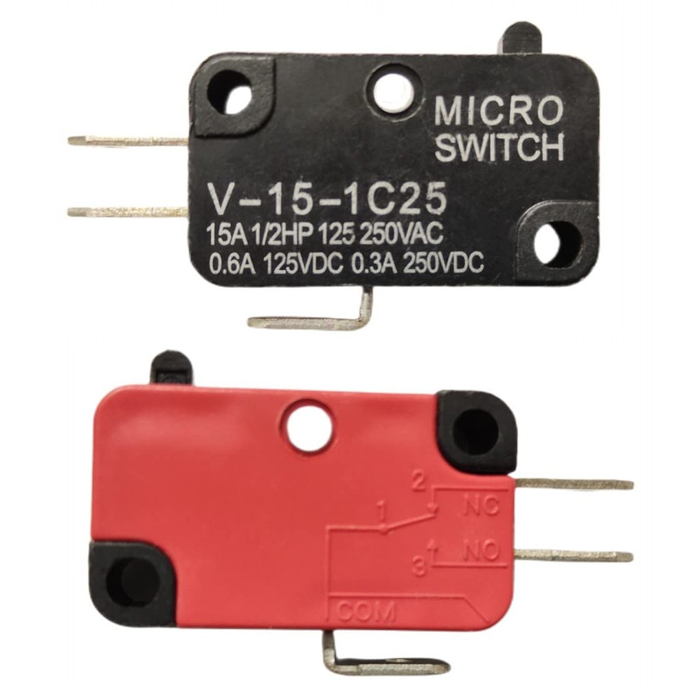 V-15-1C25 125V/250V 15A Push Button SPDT Momentary Snap Action 1 NO 1 NC Micr…