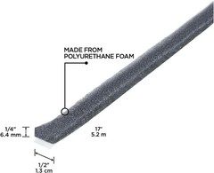 02071 1/4 in. x 1/2 in. x 17 ft. Gray Economy Foam Window Seal for Medium Gaps