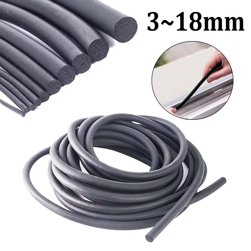 Sponge Cord Black Foam Rubber Gasket Trim Seal 3mm~18mm ﻿