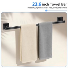 Woekme 5 Pieces Bathroom Hardware Accessories Set Matte Black Towel Bar Set