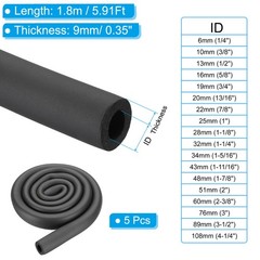 5pcs Insulating Foam Pipe 3/4″ (19mm) x 6Ft for Pipes Black