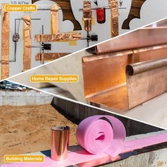 3.28ft Copper Sheet Roll, 1000x5x0.8mm Pure Copper Strip with Gloves