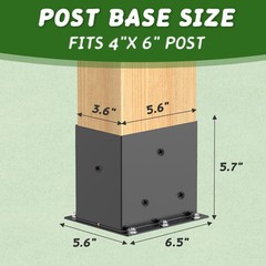 8 Pcs 4×6 Heavy Duty Black Metal Steel Post Base Brackets Deck Pergola Support
