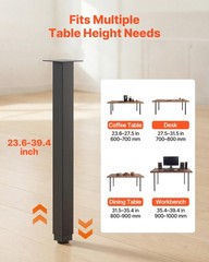Vevor Adjustable Table Legs 24-40 In Square Steel Furniture Legs 1200 Lbs Max