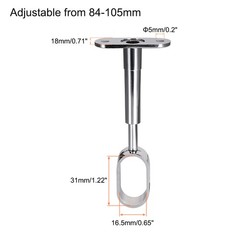 2Pcs Wardrobe Pipe Support Bracket for Rod 16x30mm 84-105mm Height Silver Tone