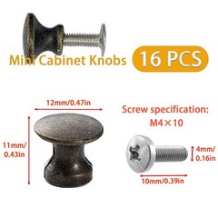 Joyangy 16 Pack Mini Cabinet Knobs, 1/2 Inch Dia Bronze Drawer Pulls