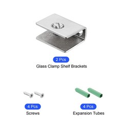 2Pcs 28mm Glass Shelf Bracket Holder Stainless Steel Clips Clamp 6-8mm Thickness