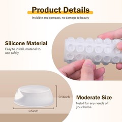 Queenti Silicone 160 Pcs Cabinet Door Bumpers Round 1/2 Diameter Self Adhesive
