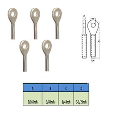 5 PC Swage Eye Terminal End for 3/16″ Wire Rope Solid Stainless Steel 316 Grade
