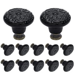 Biaungdo 12 Pcs Black Ceramic Vintage Round Drawer Knobs – Retro