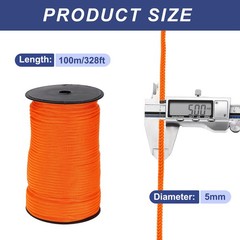 3/16 Inch Polypropylene Rope Braided Ropes, 328ft Nylon Rope Dark Orange