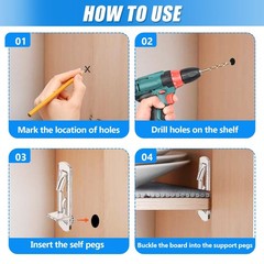 Hordion 20pcs Plastic Locking Shelf Pins, 6mm Clear Support x 5/8″