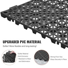 VEVOR Interlocking Tile 55PCS Black 12×12 Drainage Floor Soft PVC