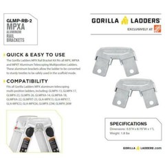 Gorilla Ladders Rail Brackets Lightweight Aluminum Construction 2-Sturdy Trestle