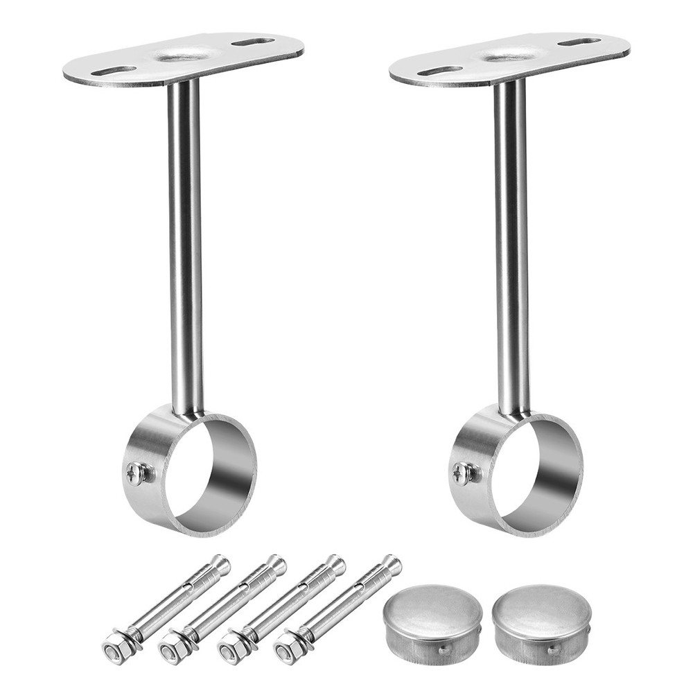 Wardrobe Pipe Bracket 32mm Dia Closet Rod Support Socket 2pcs(150mm Height )