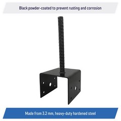 U Shaped 6×6 Deck Post Concrete Anchor Spike Fence Base, Black Powder Coat (10)
