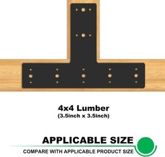 Set of 2 T-Shape Brackets – Alloy Steel Flat Post Support for Lumber Projects