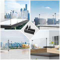 1 Pack Black 90 Degree Railing Glass to Glass Clamp No Drilled Required, T304 Ra