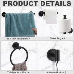 Blulu 20 Pcs Bathroom Hardware Set Stainless Steel Towel Bar Set Includes 16