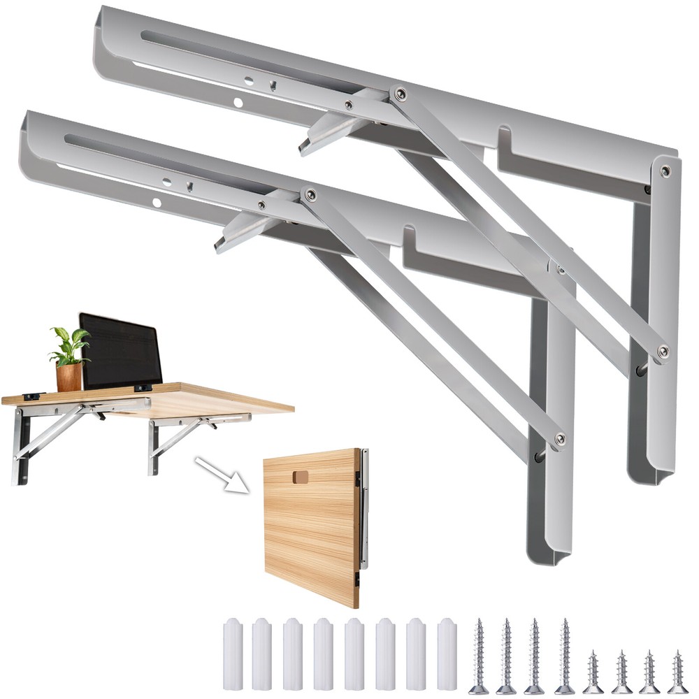 8-20Inch Folding Shelf Brackets Heavy Duty Wall Mounted Shelf Bracket 2 Pack