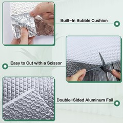 Reflective Bubble Insulation Sheet, Double Side Aluminum Foil 23.6IN X 10FT