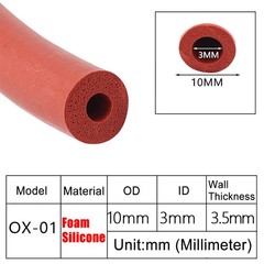 O Silicone Foam Round Tube Hollow Round Bar Seal Strip High TEMP 200℃ ID 3~13mm