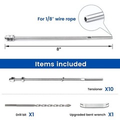 10 Pack Cable Railing Hardware Kit Tensioner Hand Swage Wood Metal Post New