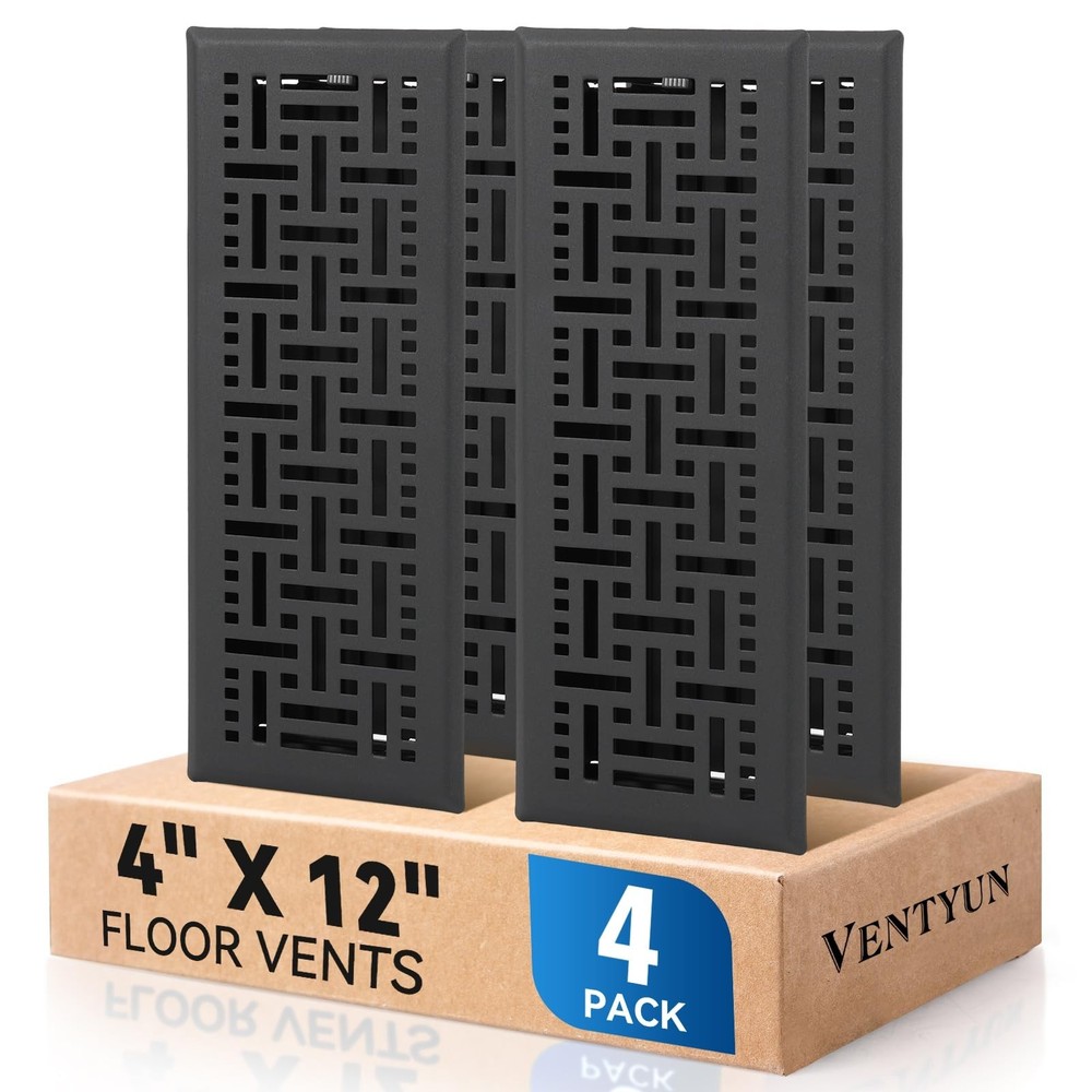 Electroplated Floor Register,4″ x 12″ 4 Pack,Walkable Metal Vent Covers for W…
