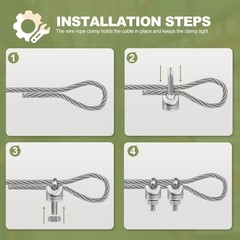 4pcs M3 Wire Rope Clamp, 1/8 inch Cable Clamps Stainless Steel Wire Rope Clips