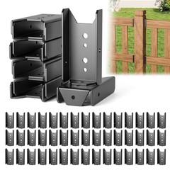 50 Pcs 2×4 Fence Brackets for Wood Black – 18 Gauge Deck Railing 50