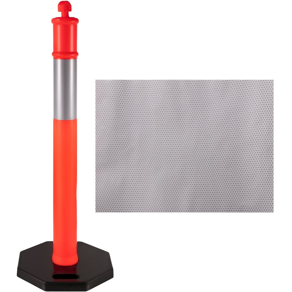 5Pack Delineator Posts 44 Inch Height, Orange PE Delineator Post Kit 10 inch