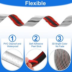 Peel and Stick Wall Molding Trim, 2″ x 10ft PVC Panel Molding Trim Silver