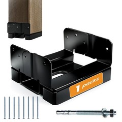 1 PCS 6×6 Post Base Concrete Heavy Duty Black Bracket Anchor 1 In Standoff