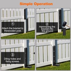 CHICAURA [2-Pack] Fence Post Repair Kit Heavy Duty, One-Piece Steel Stakes fo…