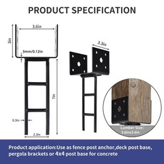 8 Pack U Shape Post Anchor, 4″x 4″ Post Base for Concrete, Design Patent Prod