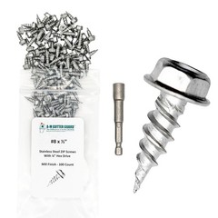 100 Pack 1/2″ #8 Stainless Steel Zip Screws for Gutter Installation w/ Driver