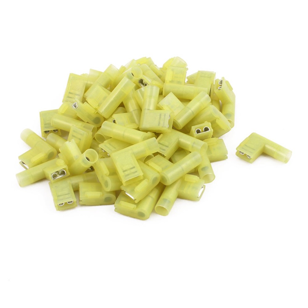 50Pcs Flag Crimp Terminals Female Nylon Fully Insulated Wire Connectors Yellow