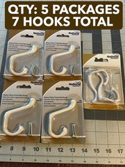 NOS 5-PACK lot National Hardware N266-049 Heavy Duty Coat clothes Hat Hook White