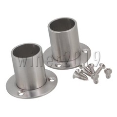 2xHigh Feet Sainless Steel Rod Flange Seat 25mm Surface Mounted Pole Socket