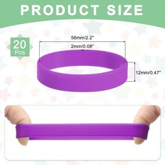 20Pcs Silicone Rubber Bands Non-slip 3.54 Inch Flat for Books, Purple