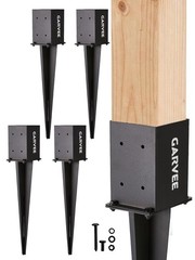 Metal Post Anchor Ground Spike Black Powder Coated for 3.6×3.6 Lumber Fence Post