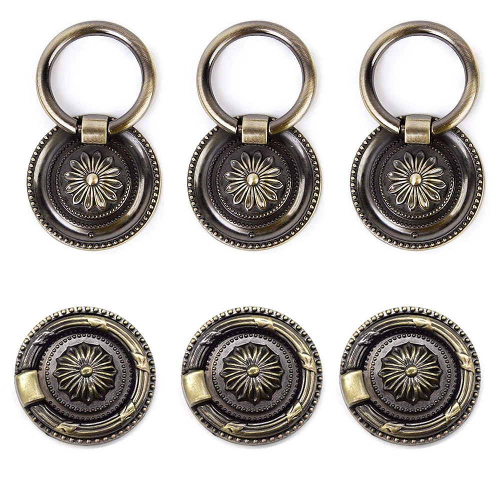 YankMooM Antique Drawer Pulls Bronze Dresser Pull Rings Round