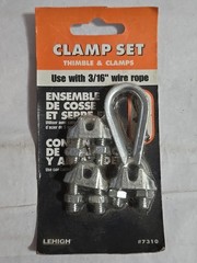 Lehigh 3/16″ Inch Wire Rope Clamps & Thimble Galvanized – NEW