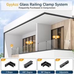 1 Pack Black 90 Degree Railing Glass to Glass Clamp No Drilled Required, T304 Ra