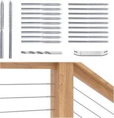 Muzata 20 Pack 1/8″ Cable Railing Hardware Kit Swage Lag Screws 1/8″, Silver