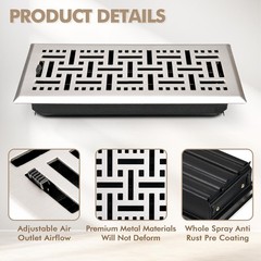 4″ x 10″ Floor Register, Heavy Duty Steel Air Vent Covers for Home Floor, Dec…